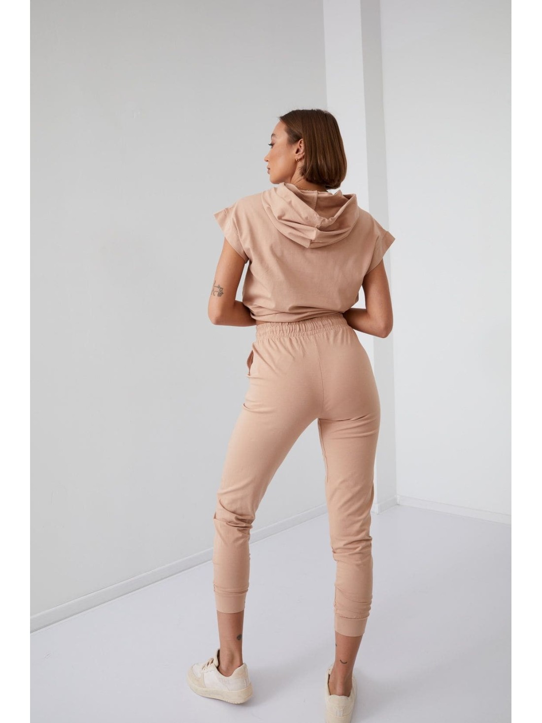 Beige sweatshirt and trousers set FK620 - Online store - Boutique